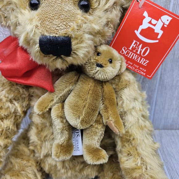 Vintage FAO Schwarz Teddy Bear Jointed Fifth Avenue Baby Tag Tan 20" Plush - Picture 2 of 12